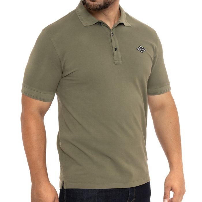 Replay Relay Mens Embroidered Badge Polo Shirt (Green) Loofes Clothing
